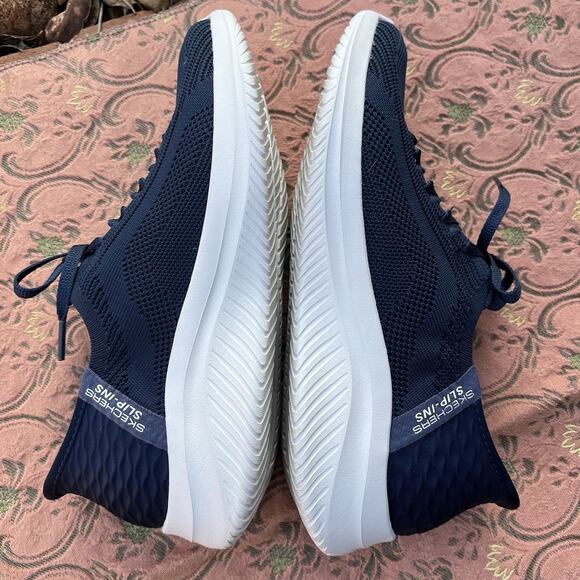 Sketchers Size 7.5 Air Cooled Memory Foam Sneaker Slip On Navy Blue Women’s - Picture 4 of 9